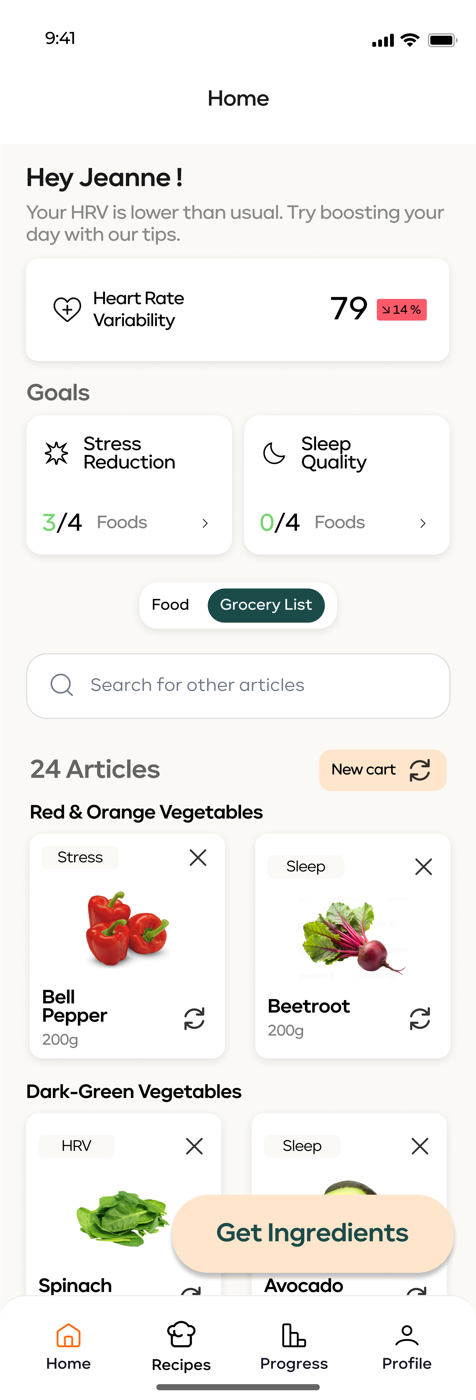 Food Search Interface
